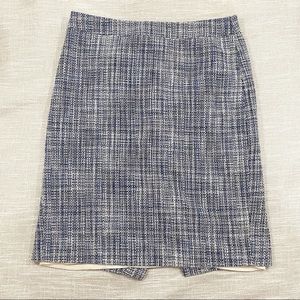 J. Crew Multicolored Blue Cotton Basket Weave Tweed No. 2 Pencil Skirt Size 0